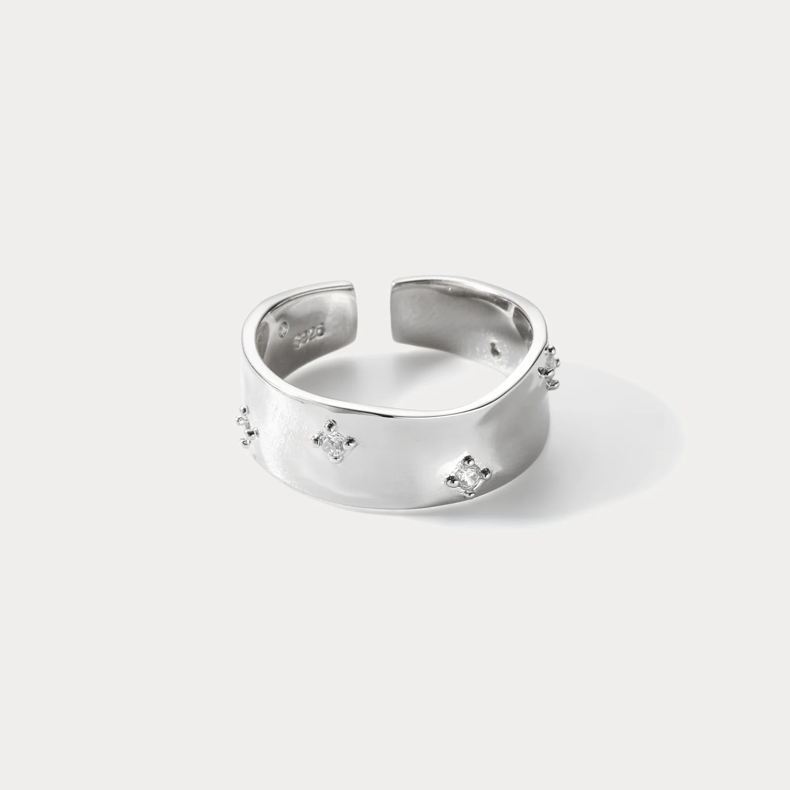 Elegant Crystal-Studded Open Band Ring