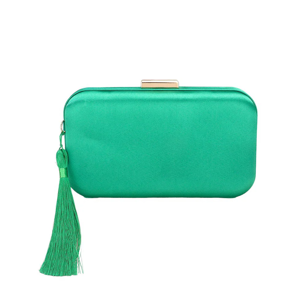 Elegant Pink Satin Clutch With Tassel