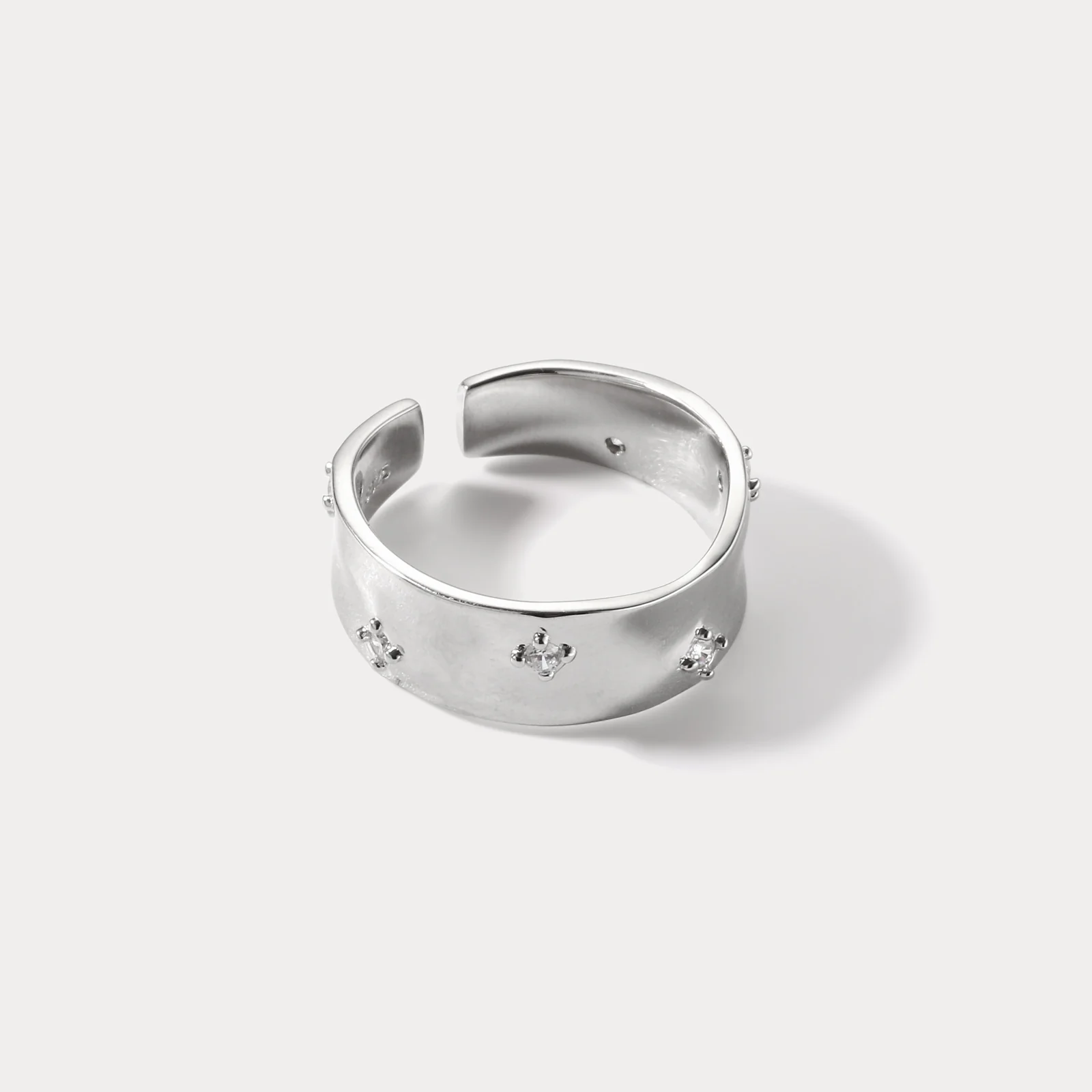 Elegant Crystal-Studded Open Band Ring
