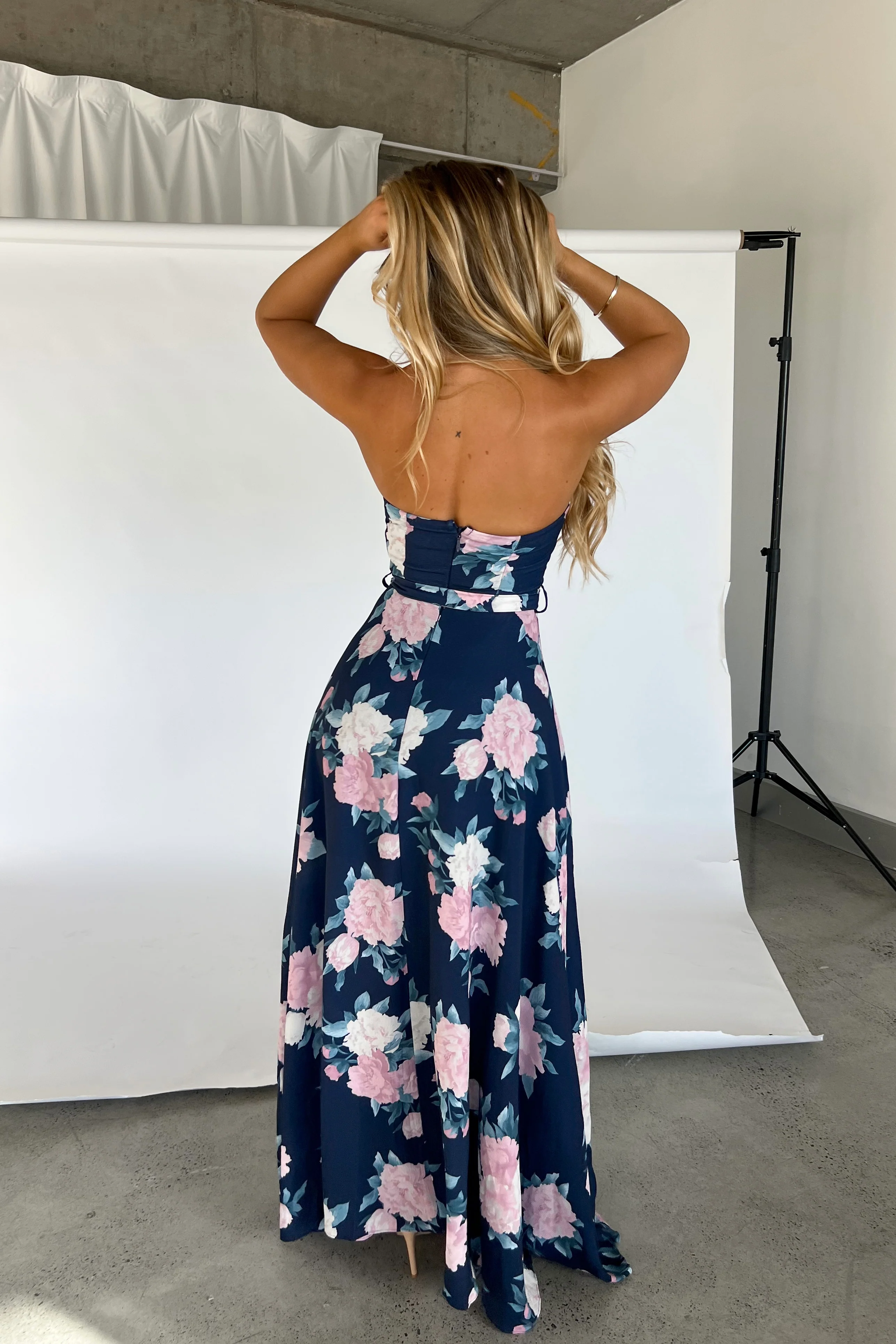 Floral Elegance Strapless Maxi Dress
